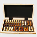 Exclusive Deluxe Wooden Chess and Checker Table Outerdoor Checkers Board Game Resin Chess Pieces 34 Pieces Wood Chessmen Pieces