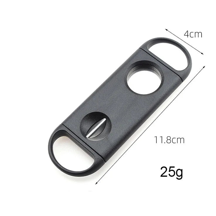 2025 Qianxun Factory Wholesale Cheap Price Black Table Top Plastic Custom Logo Double Blade Cigar Cutter for Cigar Accessories
