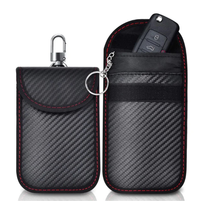 Carbon Fiber Faraday Key Fob Protector Compact Car Key Signal Blocking Faraday Pouch Pocket Size Car Key Wallets Faraday Bag