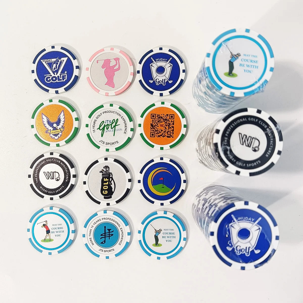 Bulk Golf Ball Marker Customized Clay Poker Chip Stickers Poker Game Tokens Clay Las Vegas Chips