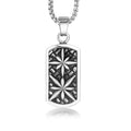 IP Black Plated Stainless Steel Square Casting Pendant Fashion Men Necklace Flower Dog Tags Jewelry