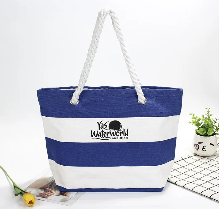 Customized Eco-friendly Canvas Women's Tote Bag Water Resistant Open Closure Candy Pattern Fashion with Personalized Logo