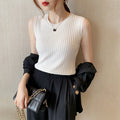Free Size Stretch Material Knitted Sleeveless Top Korean Style Women Knit Tank Top