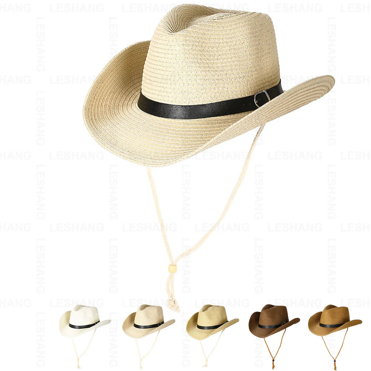 Summer Western Shapeable Cowboy Hat Custom Print Logo Women Beach  Along Sun Shade Natural Lifeguard Panama Straw Hats