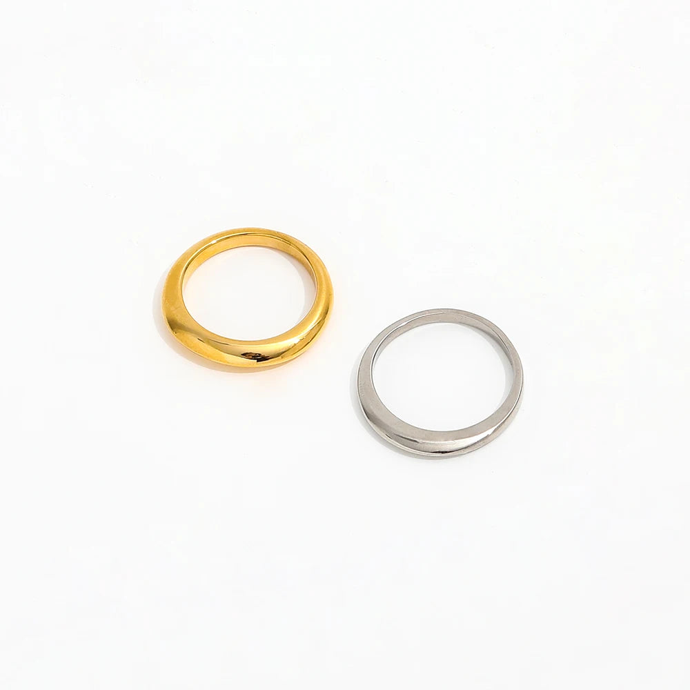 Joolim Jewelry Wholesale 18K Gold Plated Irregular Arc Gradient Stainless Steel Rings for Women