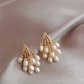 Hot Selling Korean Design Girls Earring 925 Silver Pin Tassel Baroque Dangle Pearl Stud Earrings