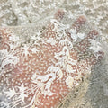 African Beaded White Fabric Bridal Luxury Tulle Lace Ivory Floral 3D Embroidery Wedding Mesh Lace Fabric