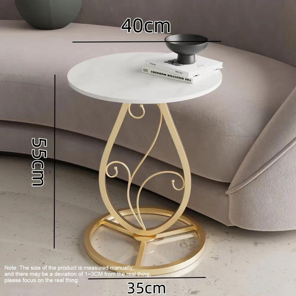 Modern Gold Metal Nightstand & Coffee Table Simple Design Iron Side Table for Bedroom Dining Living Room Home & Hotel Use