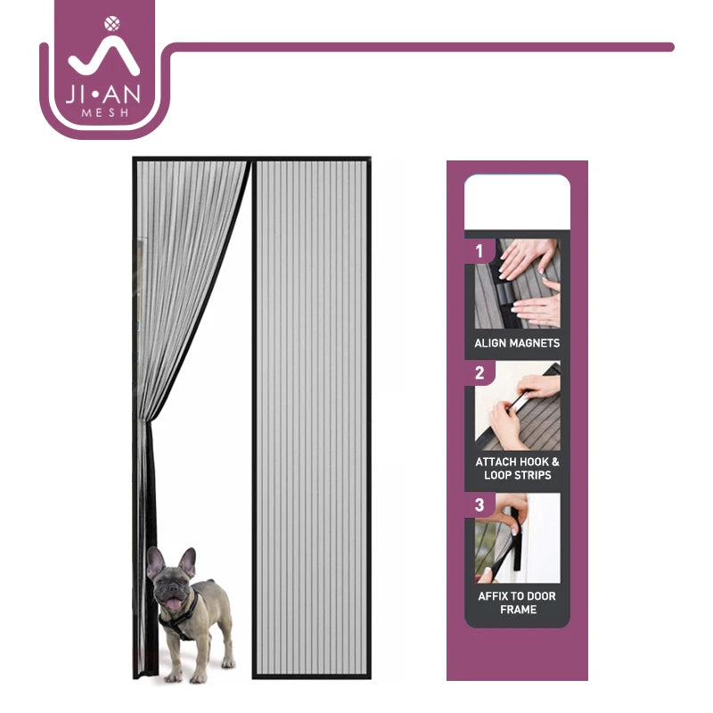 Automatic Closing Magnetic Door Screen OEM Easy Install Mosquito Door Net Magnetic Fly Screen Hands Free Anti Insect Screen Door