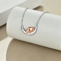 Animal Jewelry 925 Sterling Silver Rhodium Plated&Rose Gold Plated Moon Cute Pig Chokers Necklace