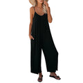2025 OEM Women's Summer Loose Sleeveless Jumpsuit Adjustable Spaghetti Strap Stretchy Long Pant Romper with Pockets