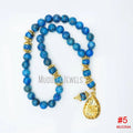 MU32509 Natural Gemstone Rain Flower Stone Black Labradorite Howlite Turquoise Muslim Prayer 33 Bead Tasbeeh Gold Plated