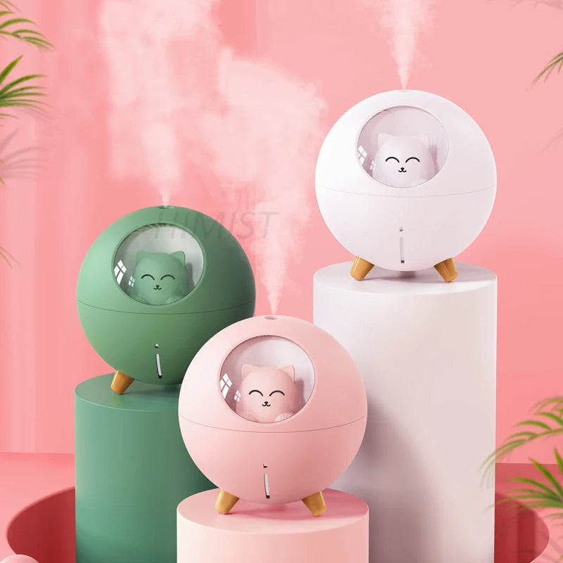 Hot Selling Portable Cat Ultrasonic Humidifier Cute Mini USB Air Humidifier for Hotels Cars Households 1-Year Warranty Plastic