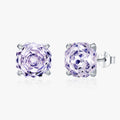 925 Sterling Silver Violet Rose Cut Simulated Amethyst Stud Earrings for Women Wedding Engagement Fine Jewelry