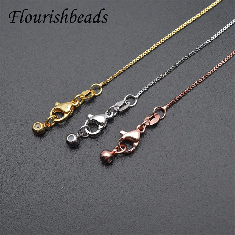 Trendy Jewelry Real Gold Plating Length Adjustable Box Chain Necklace Chains for DIY Jewelry Making Accessories