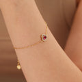 Fashion 18K Stainless Steel Custom Heart Pendant Women Bracelets Red Cubic Zircon CZ Charms Link Chain Bracelet