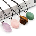 Natural Raw Stone Pendant Necklace Irregular Shaped Crystal Agate Multicolor Gemstone  Necklace Jewelry