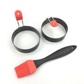 2 Packs Stainless Steel Egg Ring With Silicone Handle Round Breakfast Household Frying Egg Mold Tool With Oil Brush