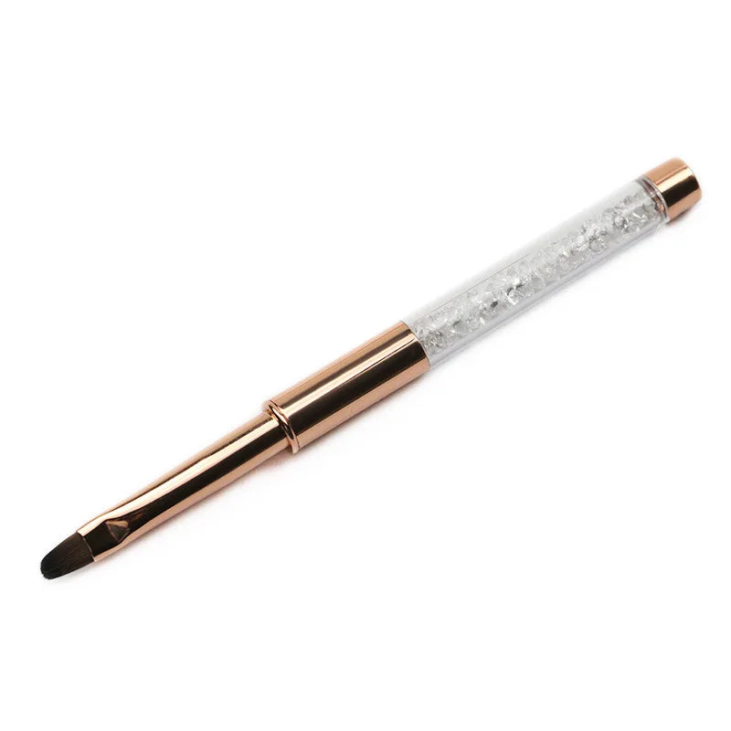 Private Label Nylon Hair Nail Gel Brush Acrylic Handle  Glitter Gel Nail Brush