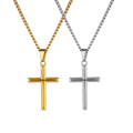 Factory Price 18k Gold Cross Pendant Necklace Stainless Steel Waterproof Gold Plated Jewelry Cuban Chain Sideways Cross Necklace