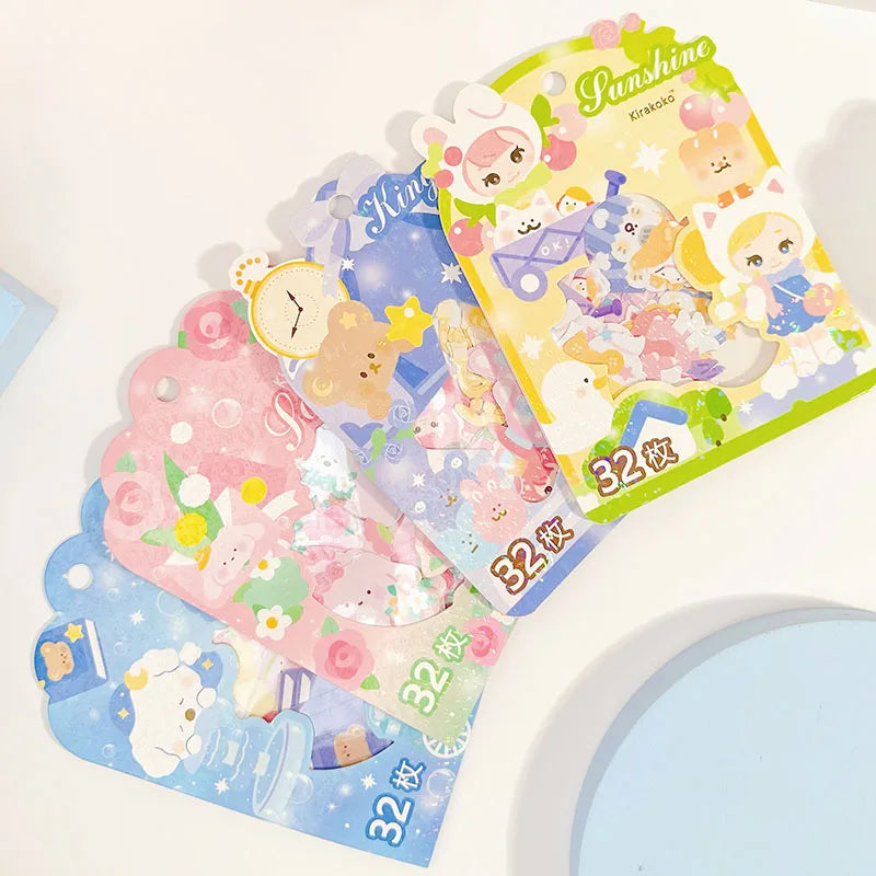 Kirakoko Planner Sticker Decor Paper Cartoon Stationery Laser Sticker Die Cut Adhesive Paper Decals Sticker Cartoon Paper Crafts