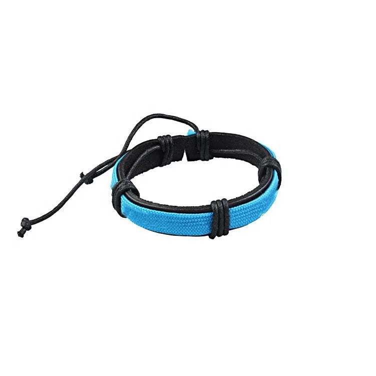 Custom Unisex Hand Made Rope Bracelet Simple Style Adjustable Leather Cord Bracelet