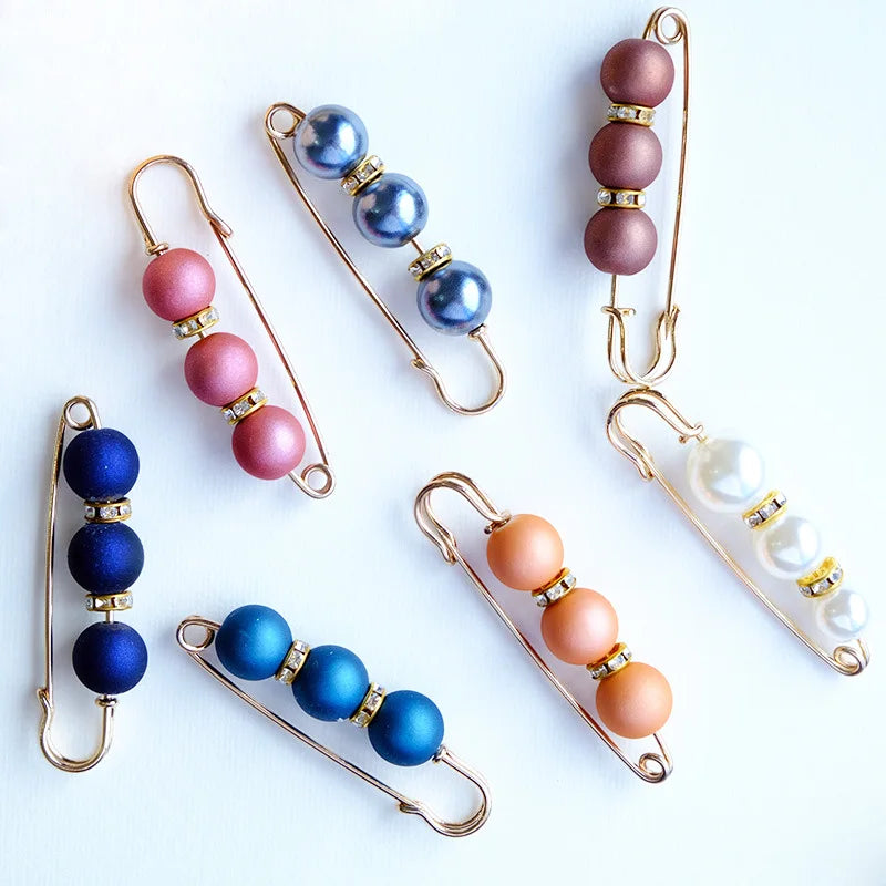 Safety Pin Faux Pearls Brooch White Pearl Safety Pins for Women Girls Clothing Dresses Decoration Accessories