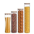 Clear Borosilicate Glass Jar Bamboo Lid Sealed Canister Food Storage Container for Loose Tea Coffee Bean Sugar Salt Spice Cover