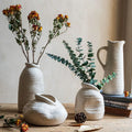 Irregular Beige Ceramic Vase Porcelain Flower Arrangement Accessories for Home Decor