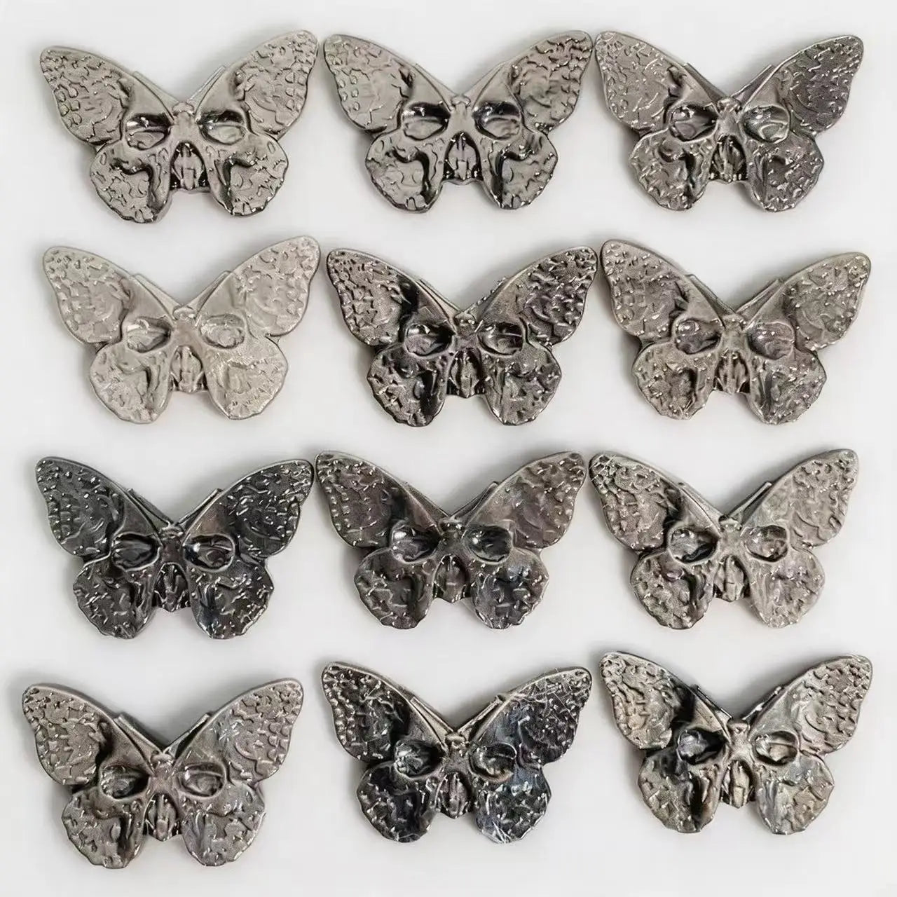 Wholesale Natural Silver Obsidian Skulls Butterfly Carving Handmade Crystal Craft for Home Decoration and Meditation