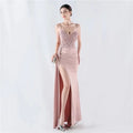 Embroidered Pattern Evening Dress Wholesale Split Slim Long Dress Custom logo Sequined Evening Dress Factory Directly