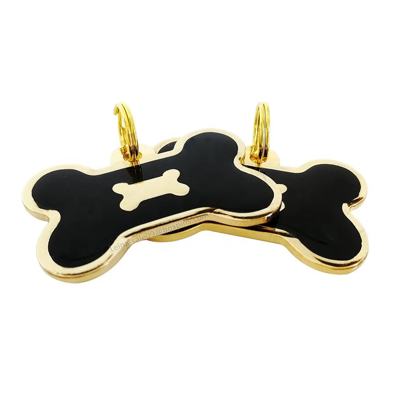 Soft Enamel Bone Shape Custom Dog Collar Tags Metal Wholesale