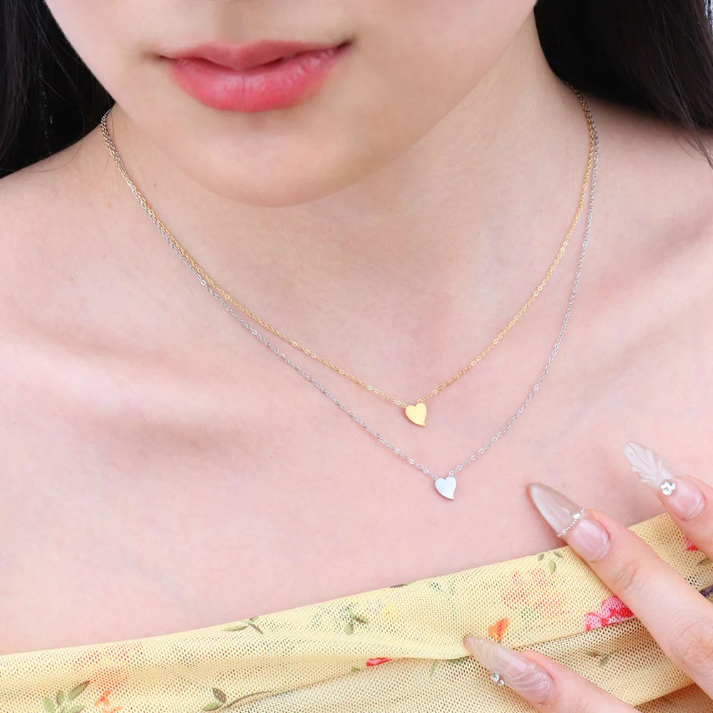 Chris April Simple 316L Stainless Steel 18k Gold Plated Matte Mini Heart Pendant Necklace