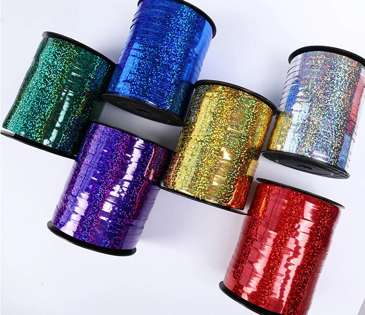 100 Yards Silver Crimped Curling Ribbon Shiny Metallic Balloon String Roll Christmas Gift Wrapping Ribbon