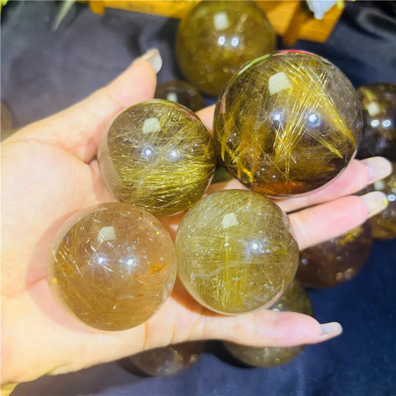 Wholesale Polished Natural Crystal Sphere Golden Rutiled Sphere for Spiritual Healing Home Decoration