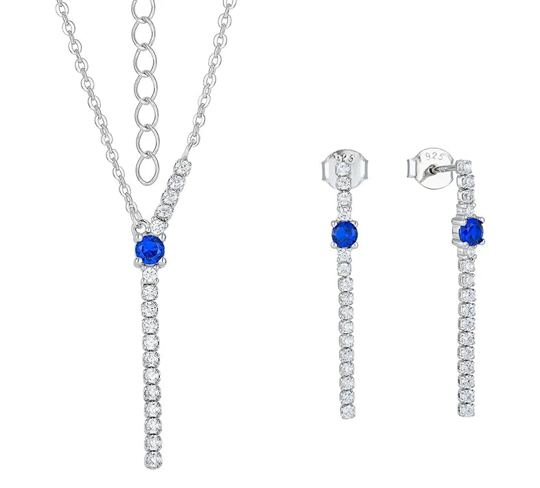 QX CUSTOM OEM Women Luxury 925 Sterling Silver Round Earrings Necklaces Fine Cubic Zirconia Jewelry Jewelry Set for Woman Gift