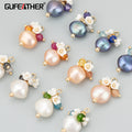 GUFEATHER ME43 18k Gold Plated Copper & Natural Pearl Handmade DIY Earrings & Pendant Findings Nickel Free 2pcs/Lot