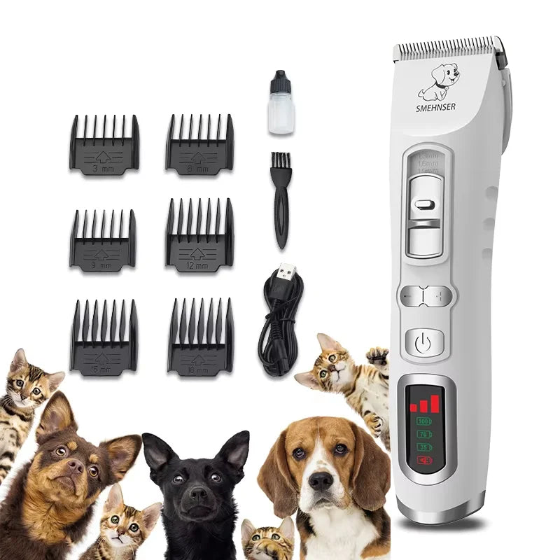 Rechargeable Electric Dog Grooming Clipper Stainless Steel Pet Hair Trimmer Cordless Dog Hair Shaver Accessories
