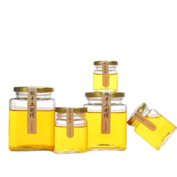 300ml 200ml 100ml square Glass Food Jar With Metal Lids