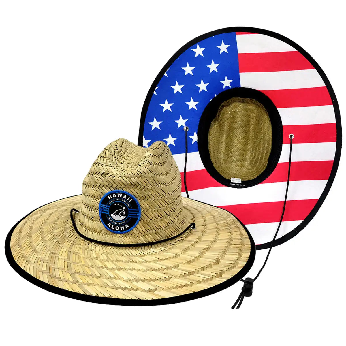 Designer Wholesale Straw Sun Hat with Flag Print Unisex Outdoor Beach Fashion Sun Protection