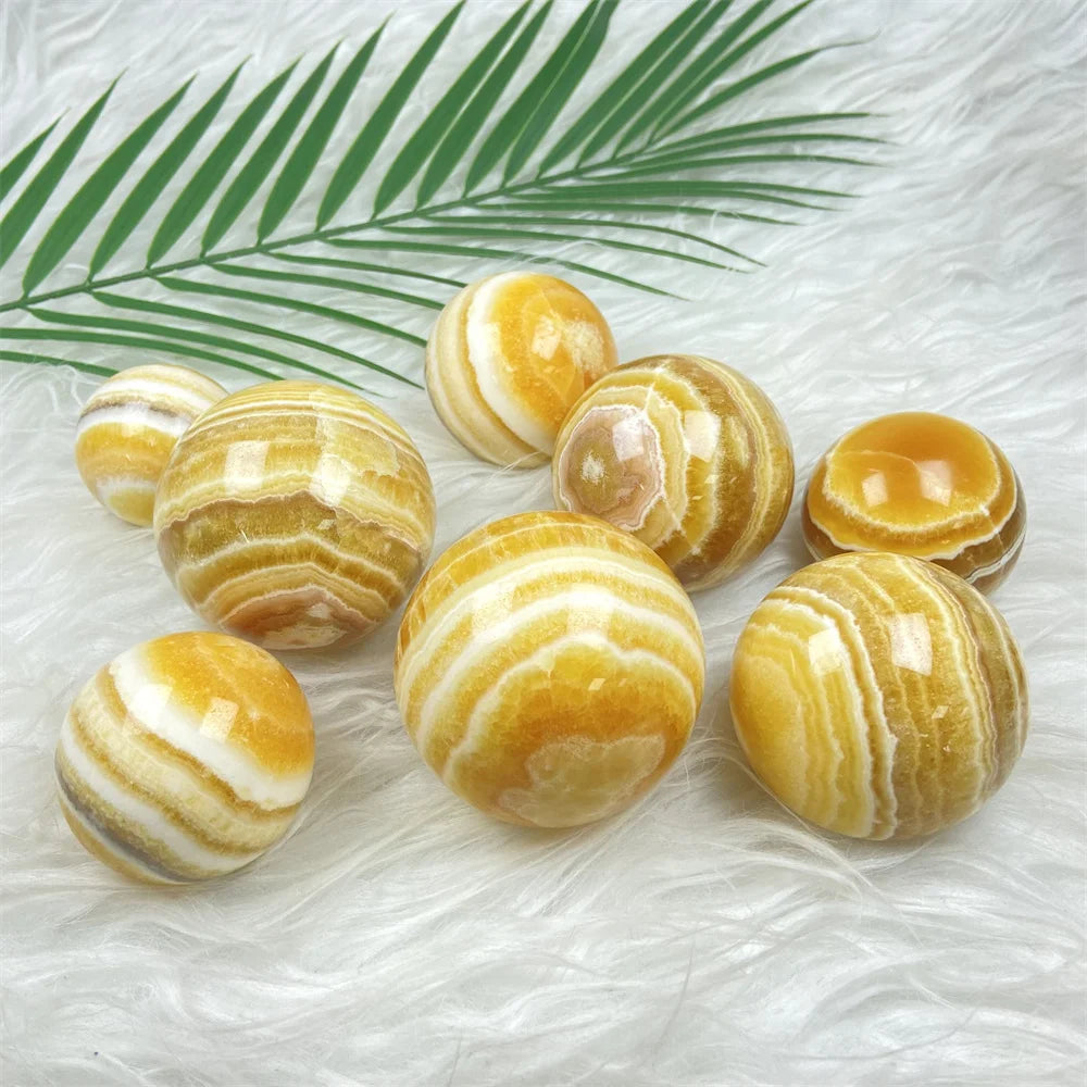 Bulk High Quality Polished Yellow Calcite Sphere 4-7cm Spiritual Gift for Healing