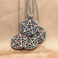 MECYLIFE Satan Pagan Five Star Pendant Stainless Steel Pentagram Pendant Gemstone Pendant Necklace