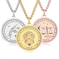 2023 New Trend Stainless Steel Square Brand Tarot Card Twelve Constellations Pendant Necklace 18K Gold Plated Clavicle Chain