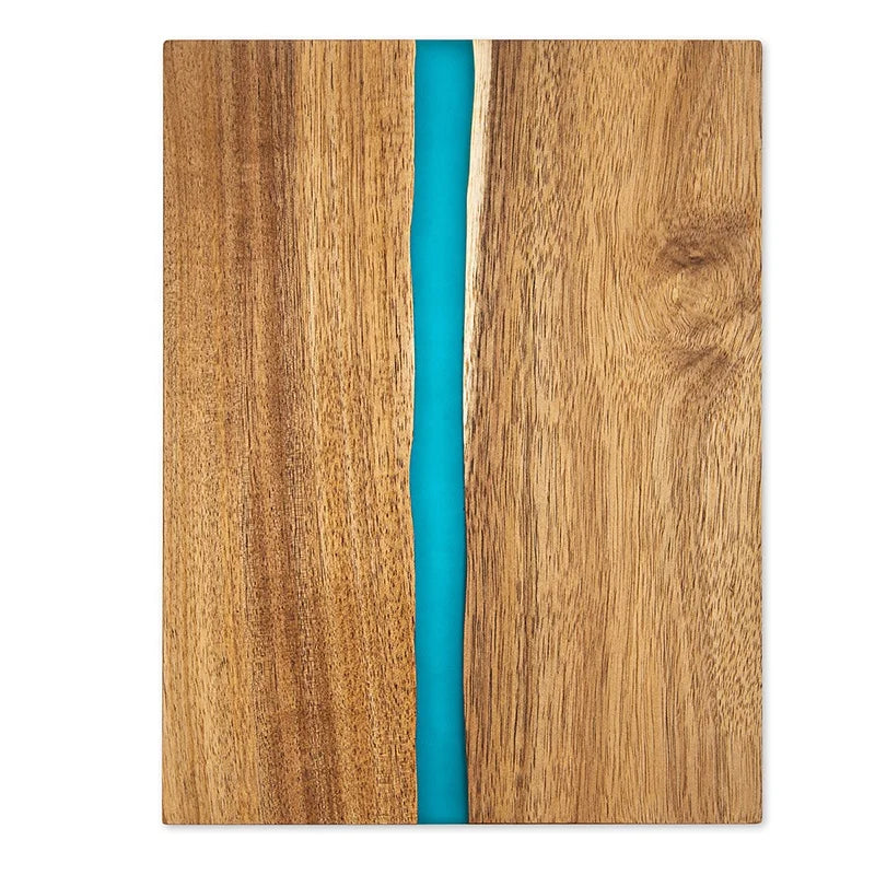 Handcrafted Eco-Friendly Durable Acacia Wood Resin River Cheese Board and Chopping Block with Custom Logo for Kitchenware