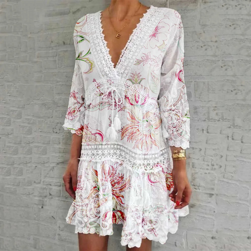 S-4XL Lace V Neck Cover Ups Wholesale Thin Bikini Cover Ups Custom logo Printed Skirts Factory Directly