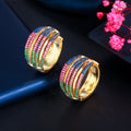 Geometric Endless Round Tiny Red Blue Cubic Zirconia 18k Gold Plated Circle Hoop Earrings for Women Rainbow CZ Jewelry Gift