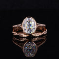 New Design 7x9mm Oval Heart&arrow Moissanite Diamond Engagement Ring and 14k Solid Gold Plain Band Ring