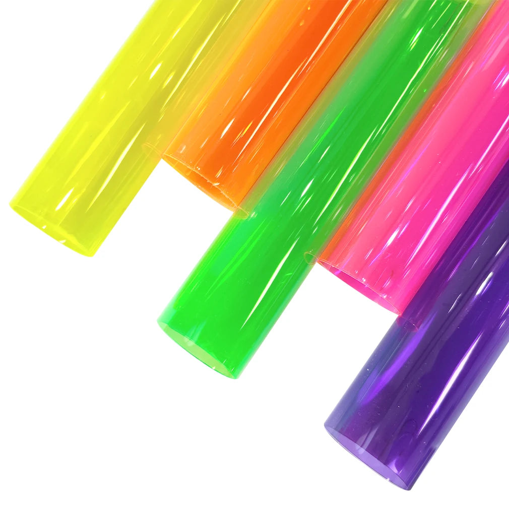 9 Pcs Clear PVC Vinyl 21cmx30cm Fluorescent Solid Color Transparent Waterproof Film for Hair Bows Earrings Crafts MegaBDM