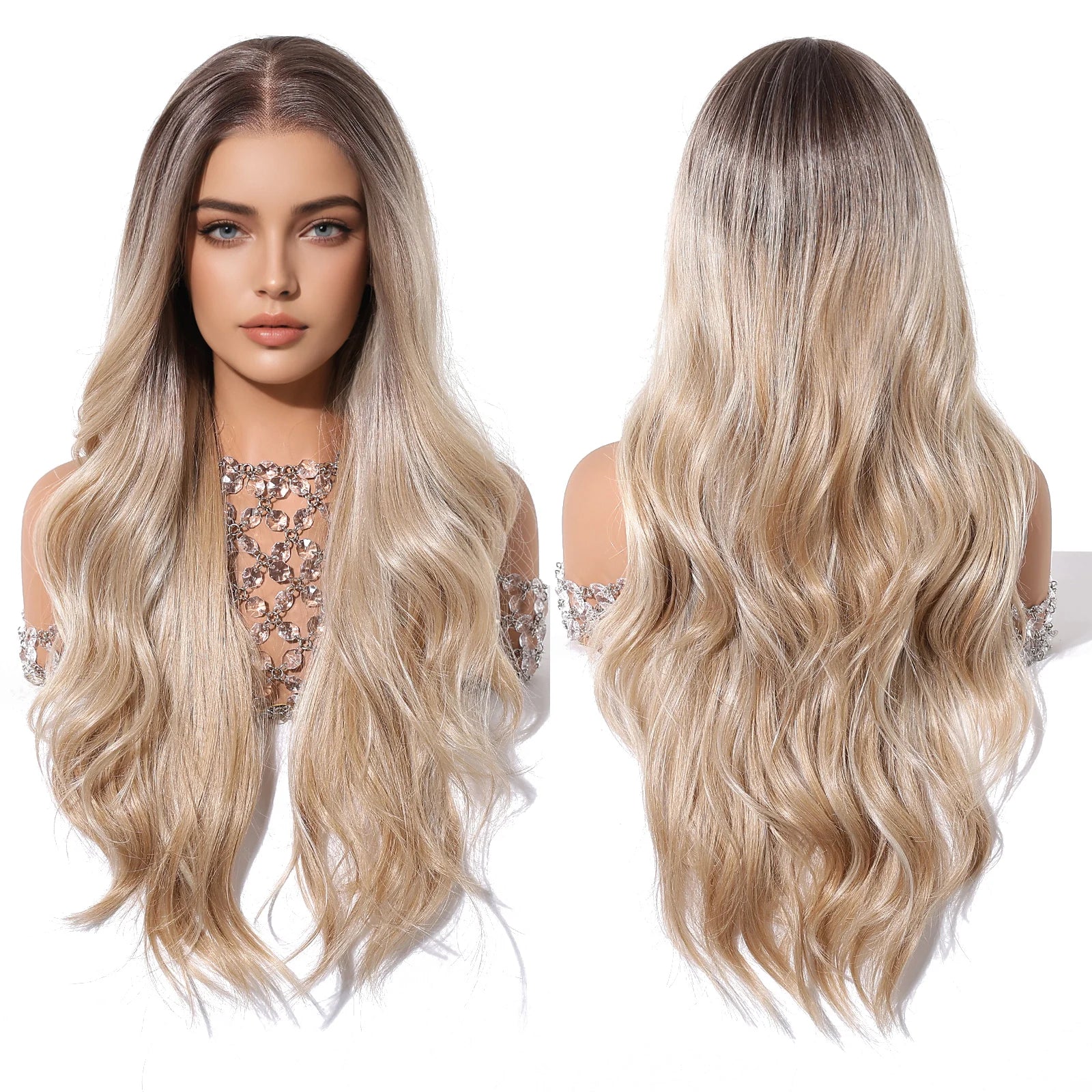 Immediately Shipped 13*6 Lace Wig Japanese Fiber Smooth Wig Curly Soft and Durable 200% High Density Handmade Lace Blonde