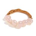 18K Gold Plated Stainless Steel Women Vintage Jewelry with Fresh Pearl Ring
